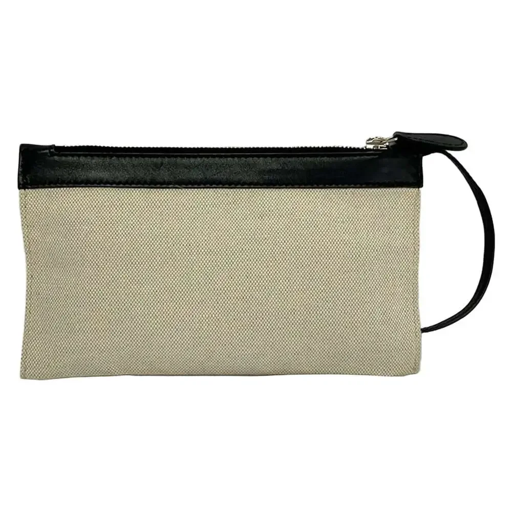 Balenciaga Pouch Cream Black Canvas Leather